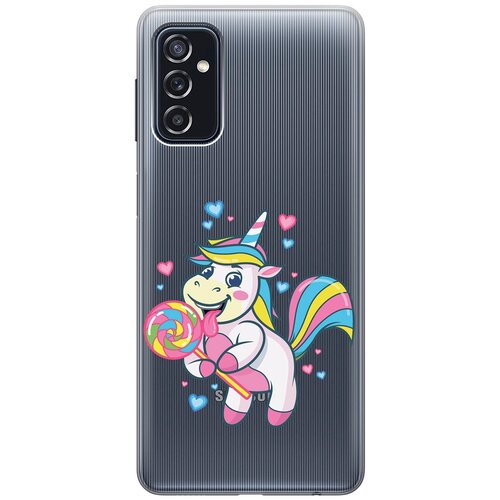 Силиконовый чехол с принтом Unicorn and candy для Samsung Galaxy M52 5G / Самсунг М52 силиконовый чехол с принтом lady unicorn для samsung galaxy m52 5g самсунг м52