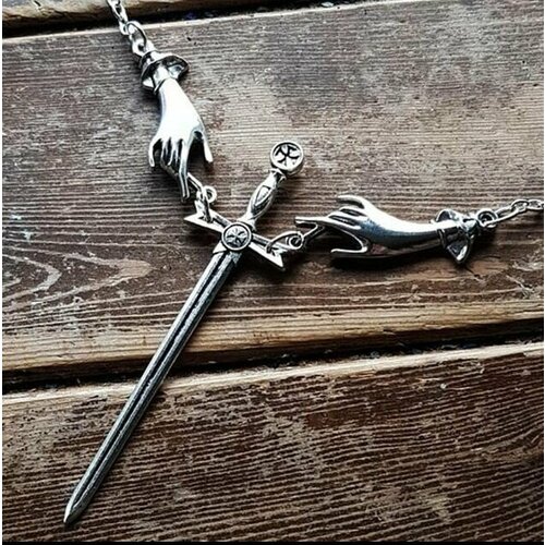 Колье, серебряный, серый