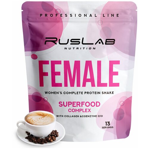 протеин для девушек femine с кусочками черной смородины и комплексом для похудения 1000 г FEMALE-протеин для похудения, белковый коктейль для девушек (416 гр), вкус капучино