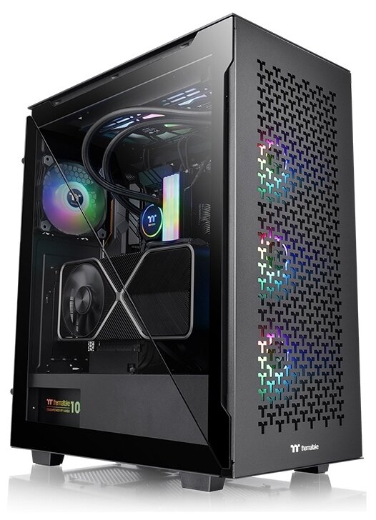 Корпус ATX Thermaltake CA-1T4-00M1WN-02 черный, без БП, 2 панели из закаленного стекла, 2*120mm fan, 2*USB 3.0, USB Type-C, audio - фото №1