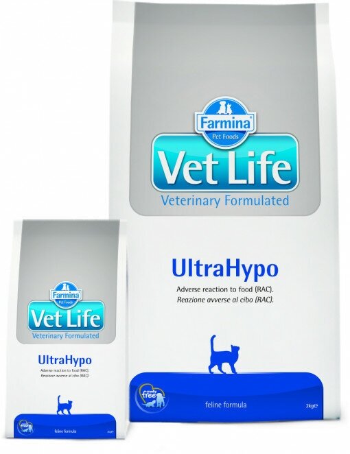 Сухой корм для кошек Farmina Vet Life UltraHypo при аллергии, при проблемах с ЖКТ 400 г