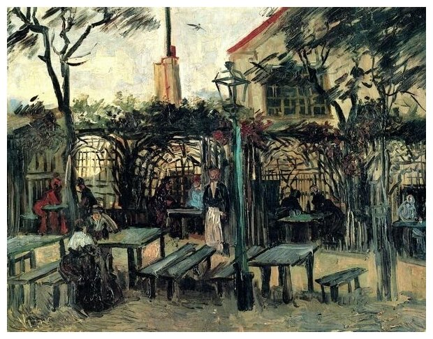 Репродукция на холсте Терраса кафе на Монмартре ( Terrace of a Cafe on Montmartre) Ван Гог Винсент 39см. x 30см.
