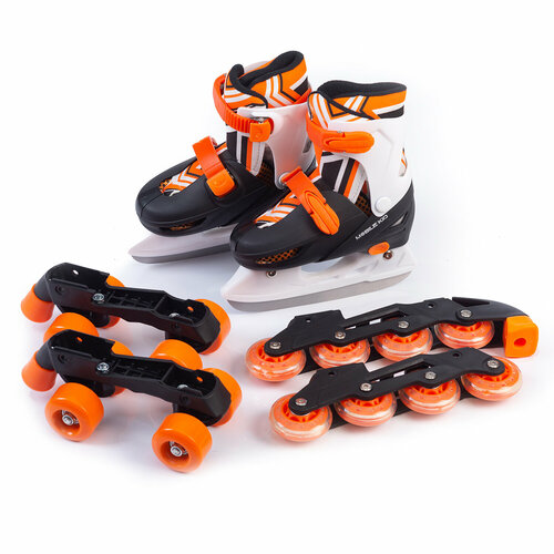 Коньки — ролики раздвижные (3-в-1) Mobile Kid Twin Seasons Orange, размер M (31-34)