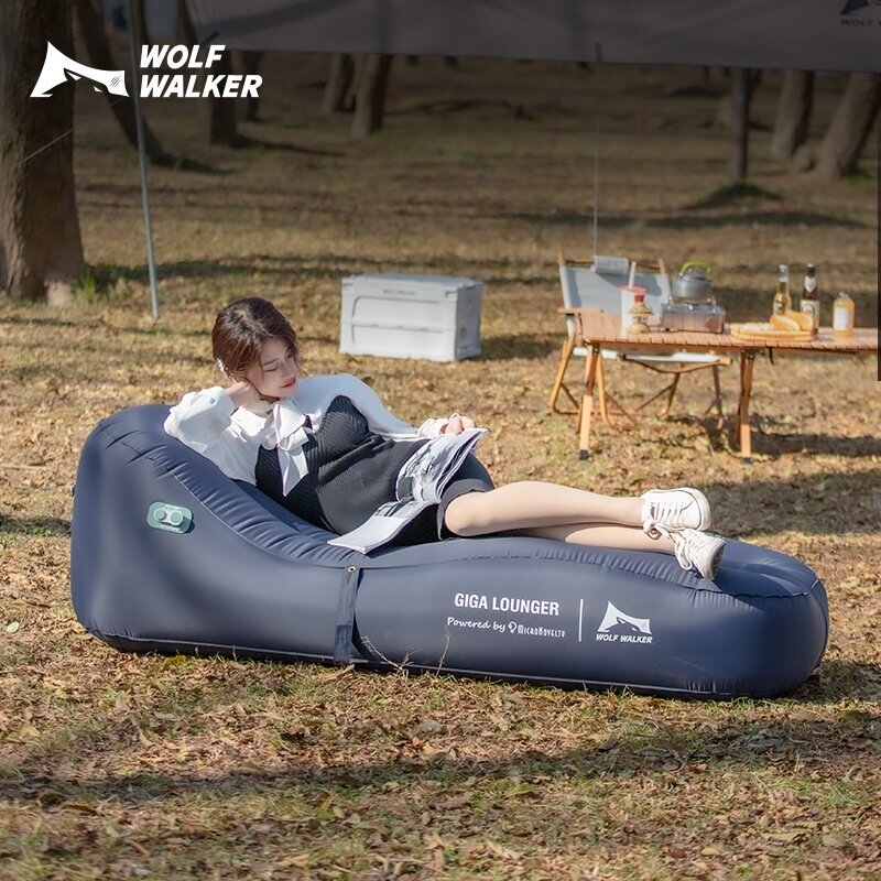 Автоматический открытый портативный надувной диван Wolf walker GIGA Lounger,синий - фотография № 5