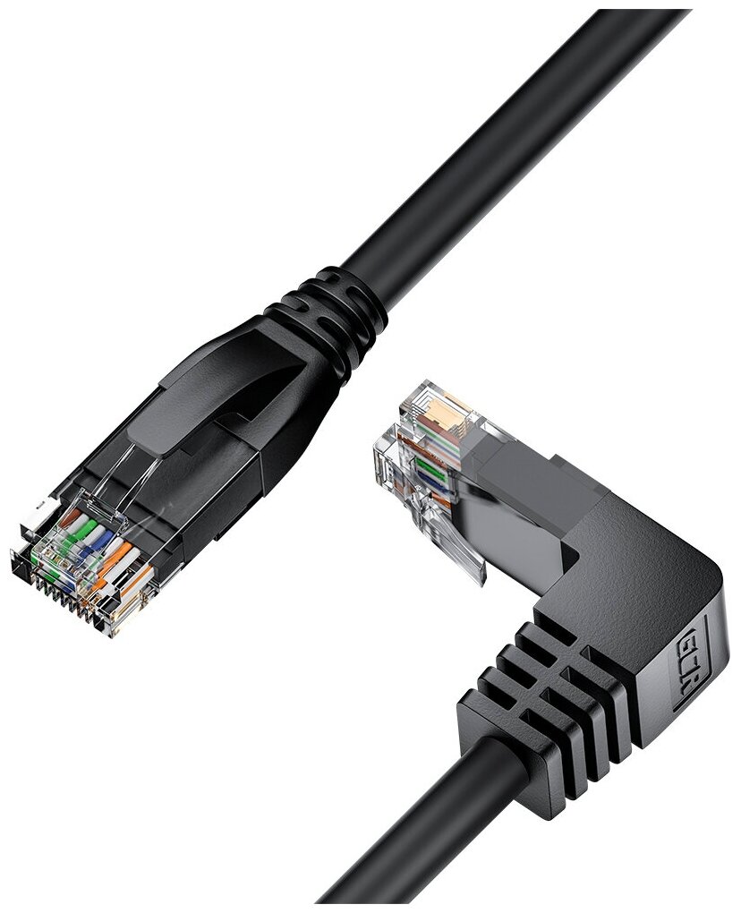 Патч-корд верхний угол UTP cat.5e 1 Гбит/с RJ45 LAN компьютерный кабель для интернета (GCR-LNC503U) черный 2.0м
