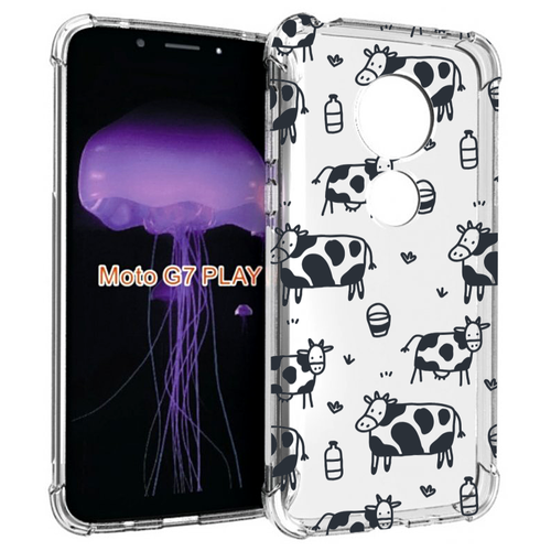 Чехол MyPads маленькие-коровки для Motorola Moto G7 Play задняя-панель-накладка-бампер