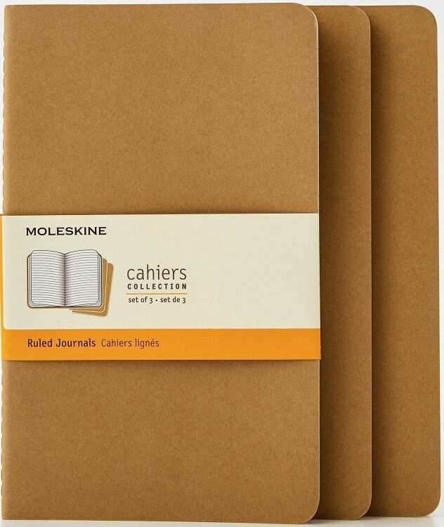 Блокнот Moleskine CAHIER JOURNAL QP416 13х21 см обложка картон 80стр. в линейку, бежевый (3шт)