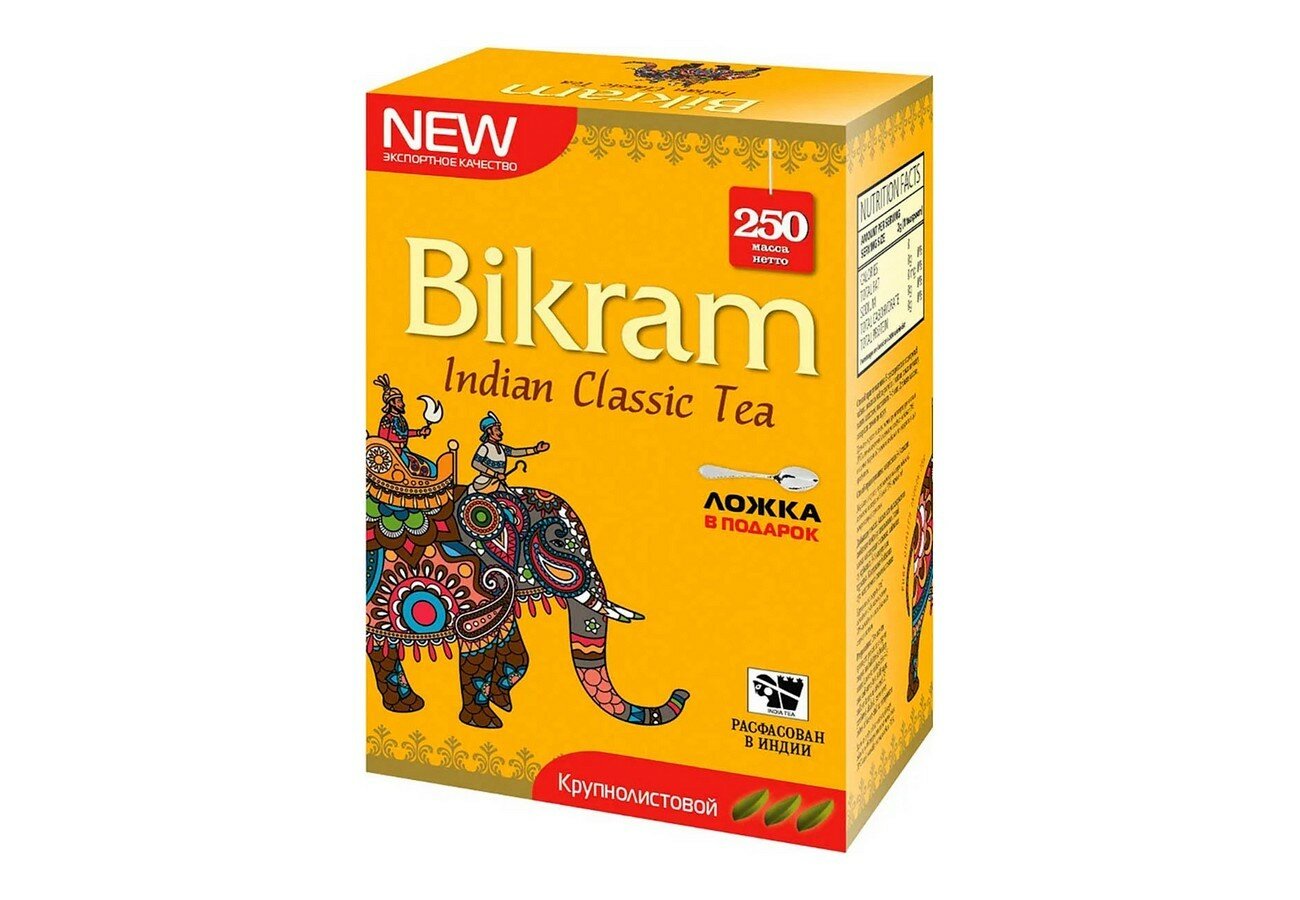 Чай Bikram чёрный крупнолистовой, Индийский, картонная пачка, 250г