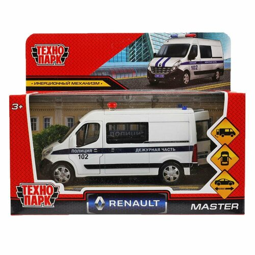 Модель MASTER-14POL-WH RENAULT MASTER полиция длина 14 см, двери, инерц, белый Технопарк в коробке машины технопарк машина металлическая renault master полиция 14 см