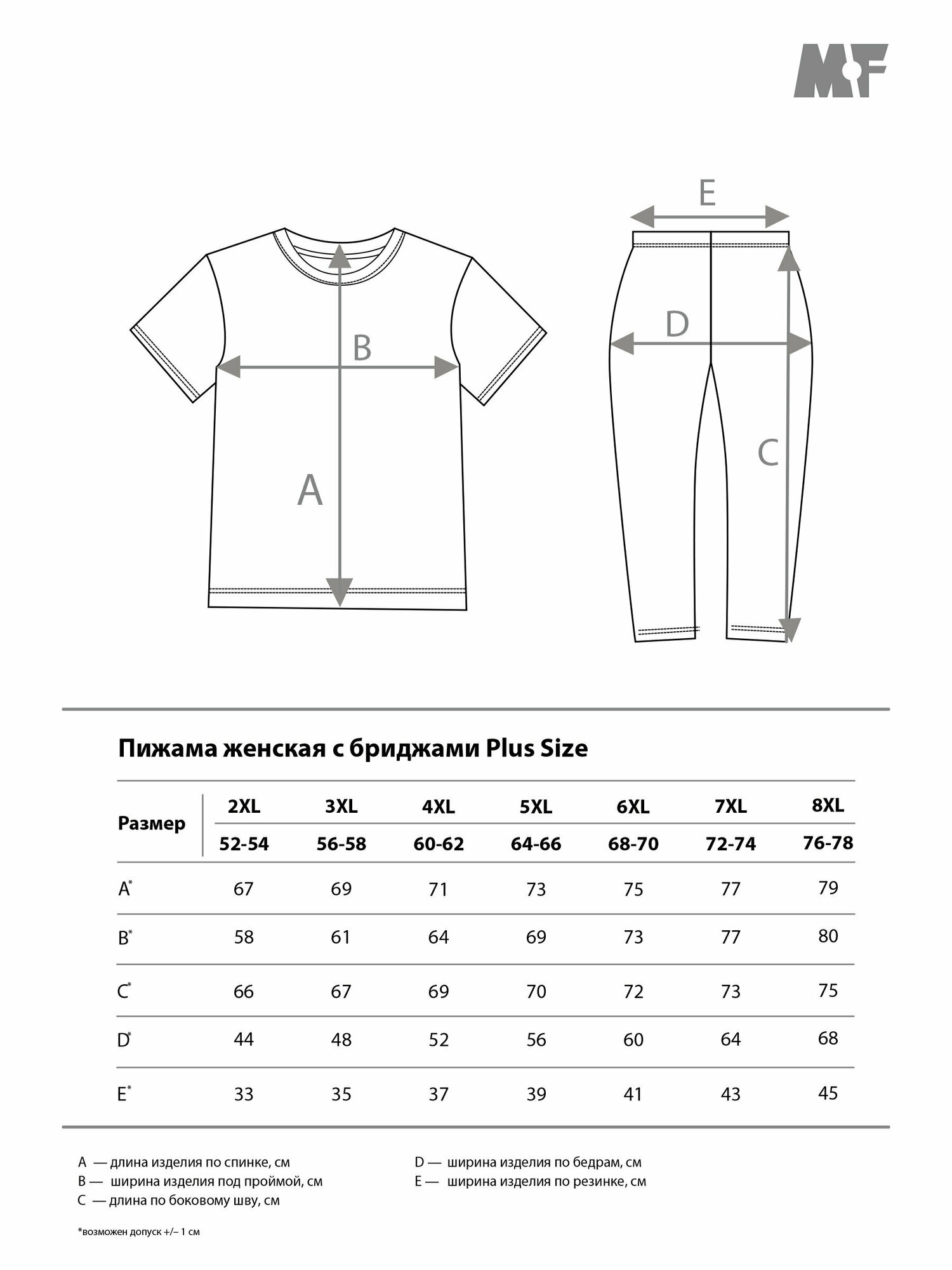 Пижама женская MF Сонные еноты Plus Size (с бриджами)5XL - фотография № 4