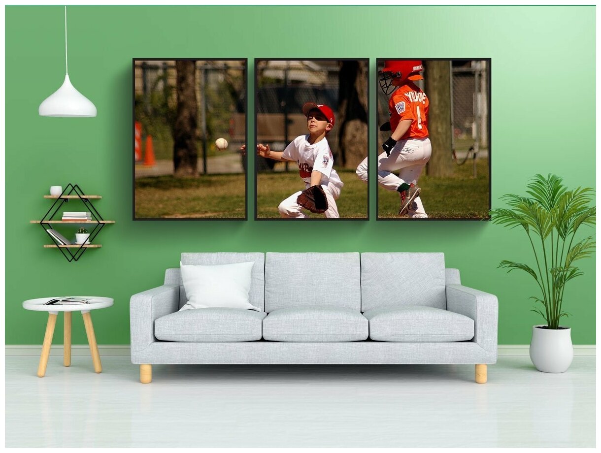 Набор модулных постеров для интерьера "Бейсбол малая лига игроки" 60x90 см. в тубусе без рамки