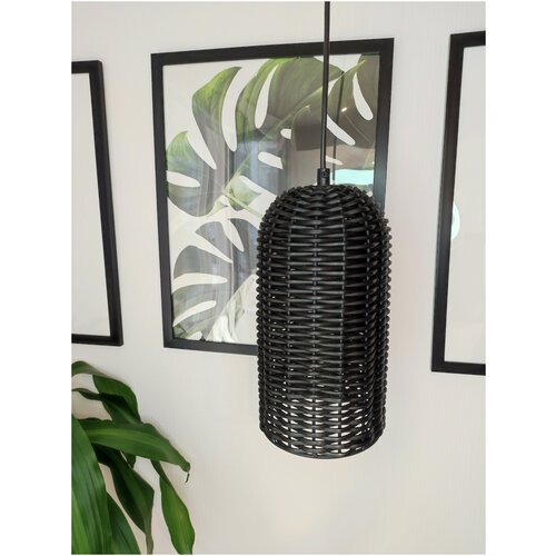 Подвесной светильник, потолочный светильник S4961-3 из полиротанга, черный, Е27, 60 Вт