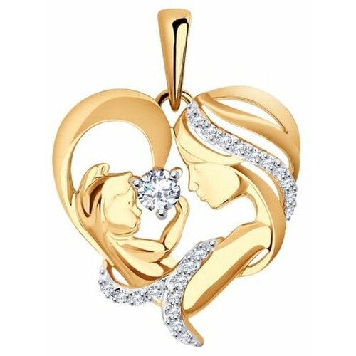 фото Подвеска jewel cocktail, красное золото, 585 проба, фианит