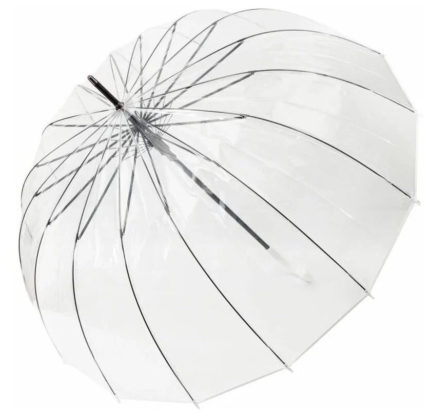 Зонт трость полуавтомат прозрачный/ большой прозрачный зонт / зонт антиветер
