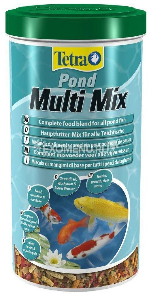 Tetra Pond MultiMix корм для пруд.рыб (гранулы, хлопья, таблетки, гаммарус), 1 л - фотография № 15