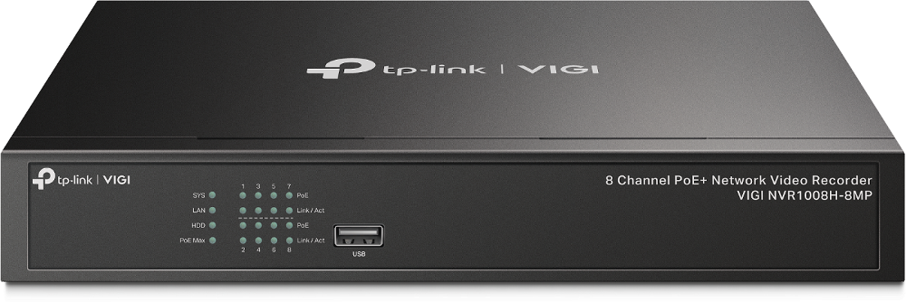 TP-Link VIGI NVR1008H-8MP VIGI 8-канальный сетевой видеорегистратор с поддержкой PoE+