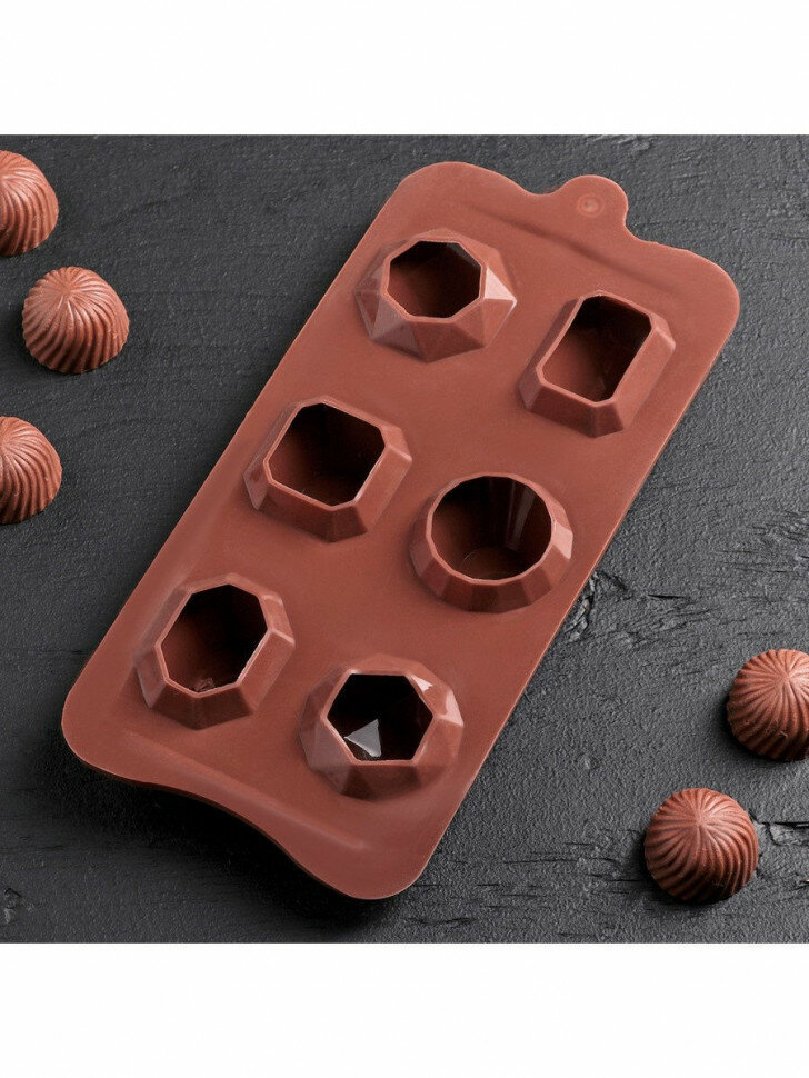 Форма для конфет Доляна Драгоценные камни, 6 ячеек, в ассортименте - фотография № 16