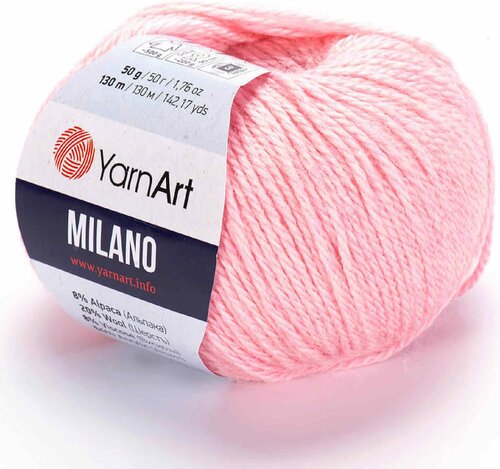 Пряжа Yarnart Milano розовый (859), 8%альпака/20%шерсть/8%вискоза/64%акрил, 130м, 50г, 2шт