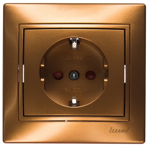 LEZARD Розетка 1-м СП Мира 16А IP20 с заземл. защ. шторки со вставкой керамика зол. метал. LEZARD 701-1313-124