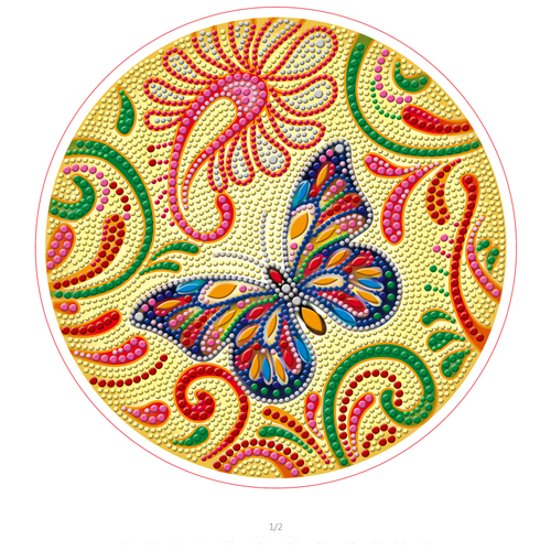 Рыжий кот Набор алмазной вышивки Яркая бабочка (YKH23) 24 см