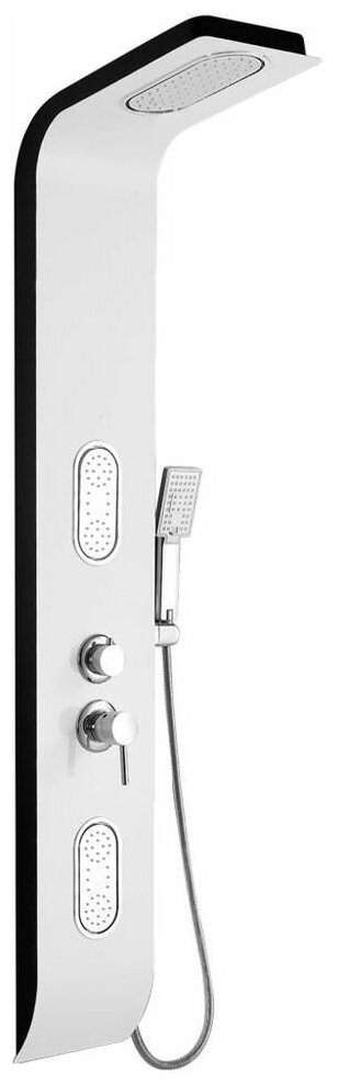GFmark 5508, Душевая панель (тропический душ с двумя лейками белая с чёрным эмаль, корпус из нержавеющей стали) - фотография № 1