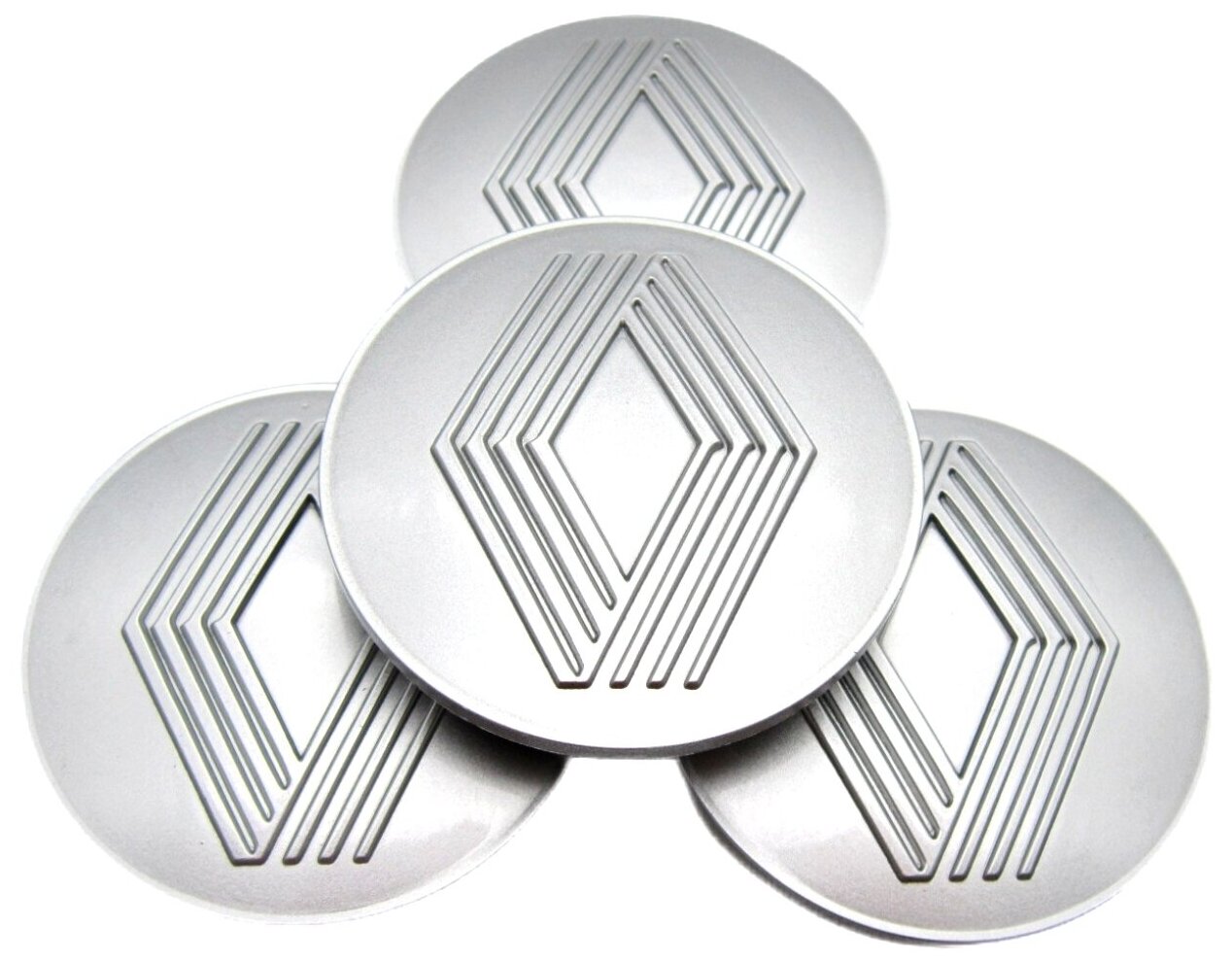 Колпачки заглушки на литые диски КиК Рено серебристый 62/55/10 комплект 4 шт.