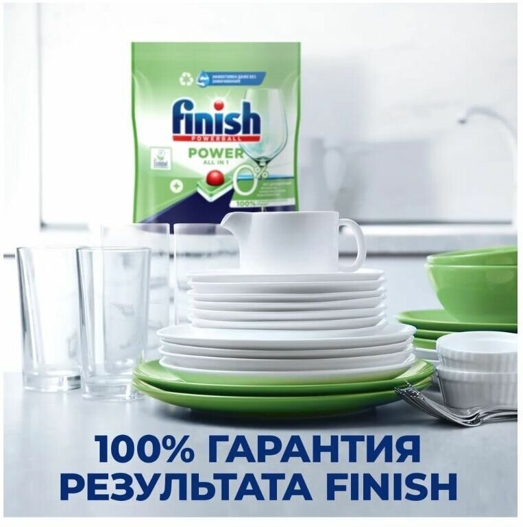 Таблетки для посудомоечной машины Эко Finish Green 0% Финиш Эко бесфосфатные 60 шт - фотография № 4