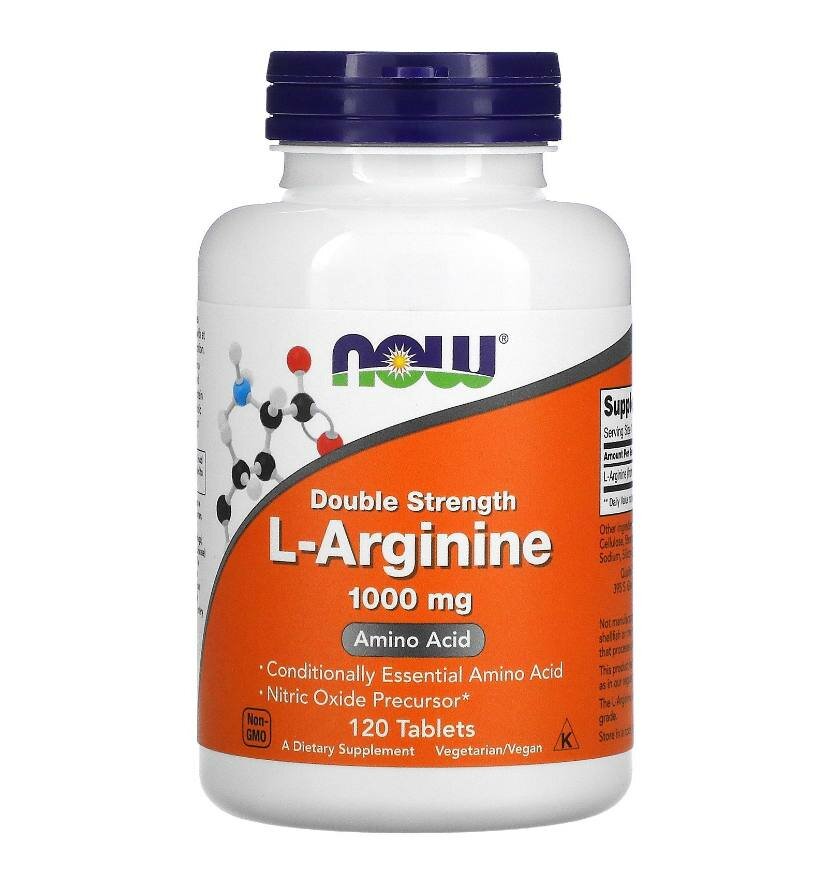 Аминокислота NOW L-Arginine 1000 mg, нейтральный, 120 шт, Аргинин 1000 мг