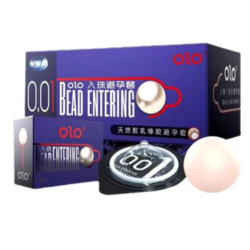 Ультратонкий презерватив OLO, обильная смазка, с мягкими шариками 3 cm, 1 шт.