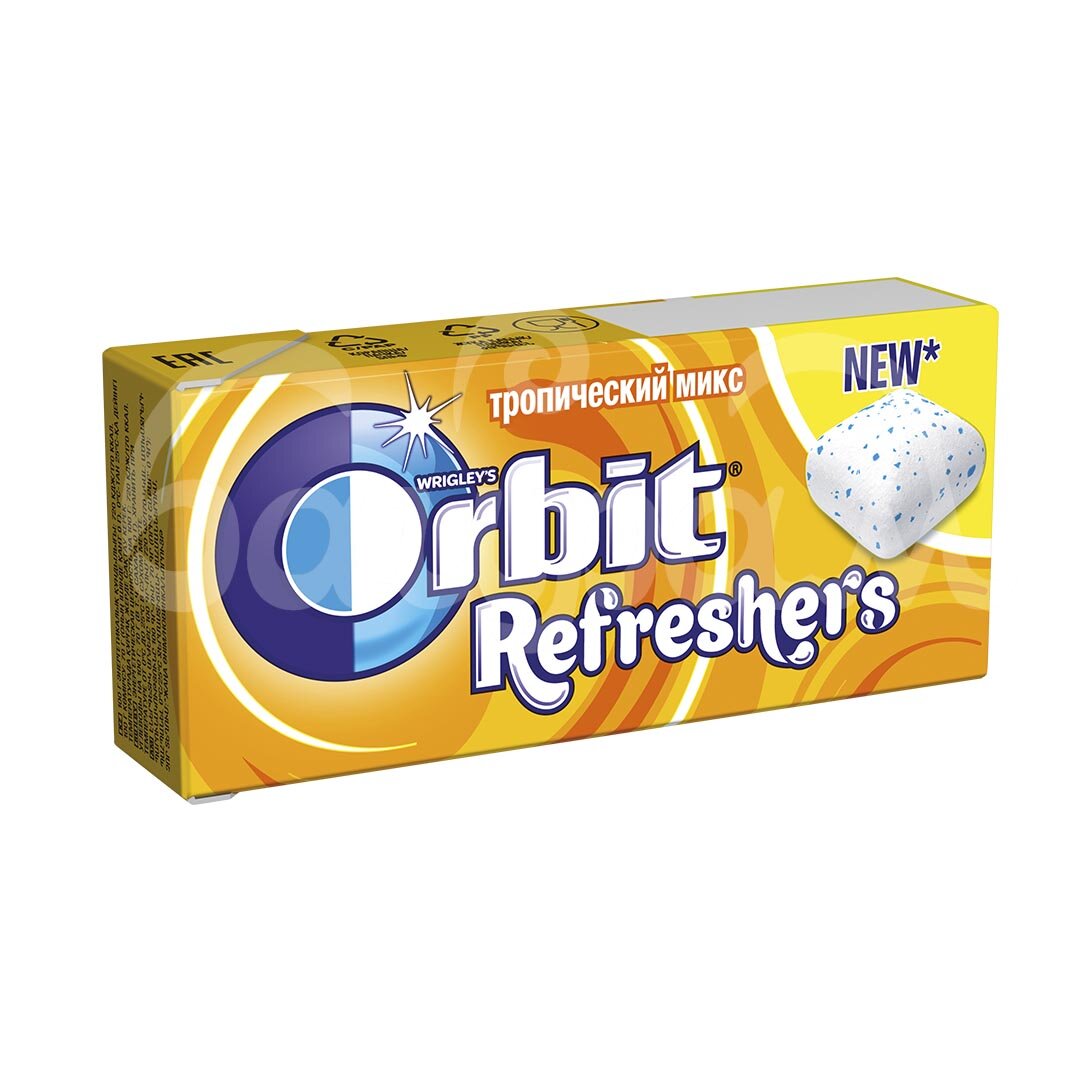 Жевательная резинка Orbit Refreshers тропический вкус, без сахара, 16г - фотография № 3