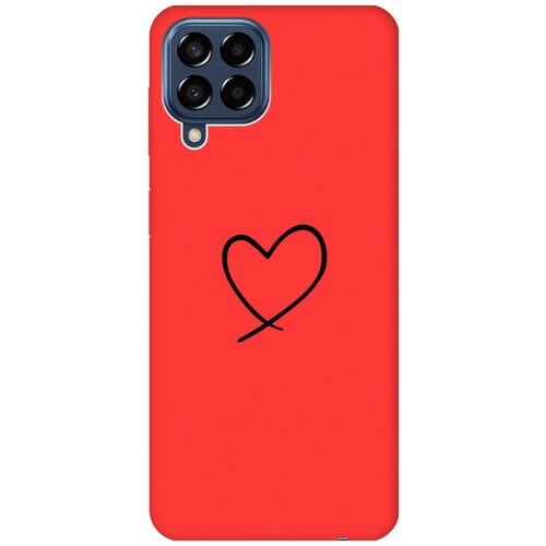 Матовый чехол Heart для Samsung Galaxy M33 5G / Самсунг М33 5г с 3D эффектом красный матовый чехол meaning для samsung galaxy m33 5g самсунг м33 5г с 3d эффектом красный