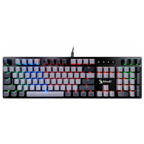 Клавиатура A4Tech Bloody B828N механическая серый/черный USB Multimedia for gamer LED клавиатура steelseries apex 5 ru механическая черный usb multimedia for gamer led подставка для зап