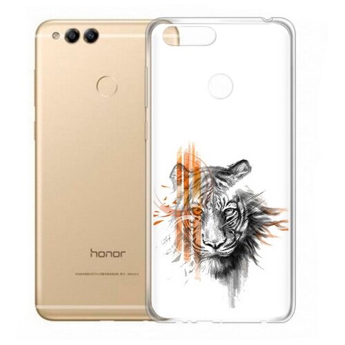 Чехол задняя-панель-накладка-бампер MyPads огненный тигр для Huawei Honor 7X противоударный