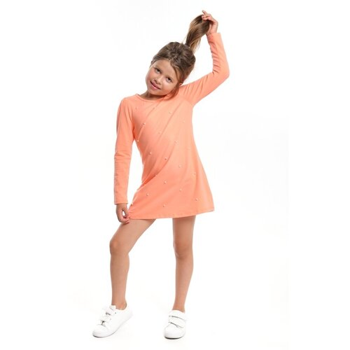 фото Платье mini maxi, хлопок, трикотаж, в горошек, размер 104, коралловый