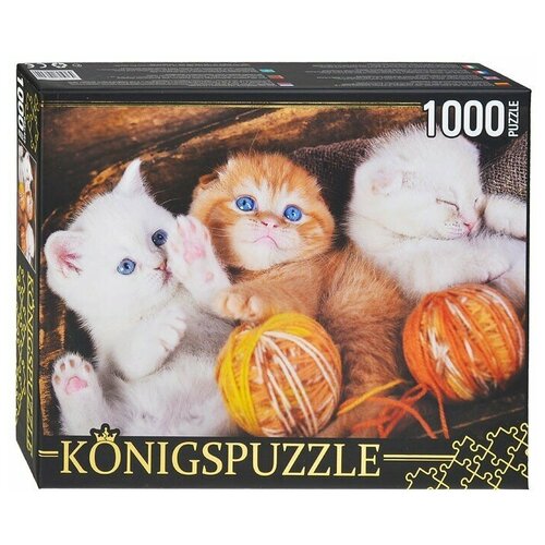Пазл Konigspuzzle 1000 деталей: Три котенка с клубками пазл три котёнка с клубками 1000 элементов konigspuzzle штk1000 0644