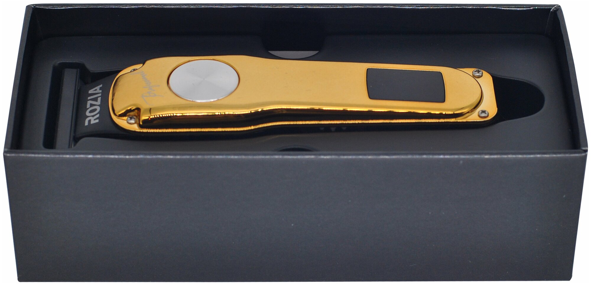 Профессиональная машинка для стрижки волос RoziaPro , уход за лицом, Триммер RoziaPro, серебристый, для оконтовки, с LED дисплеем, золотой - фотография № 4