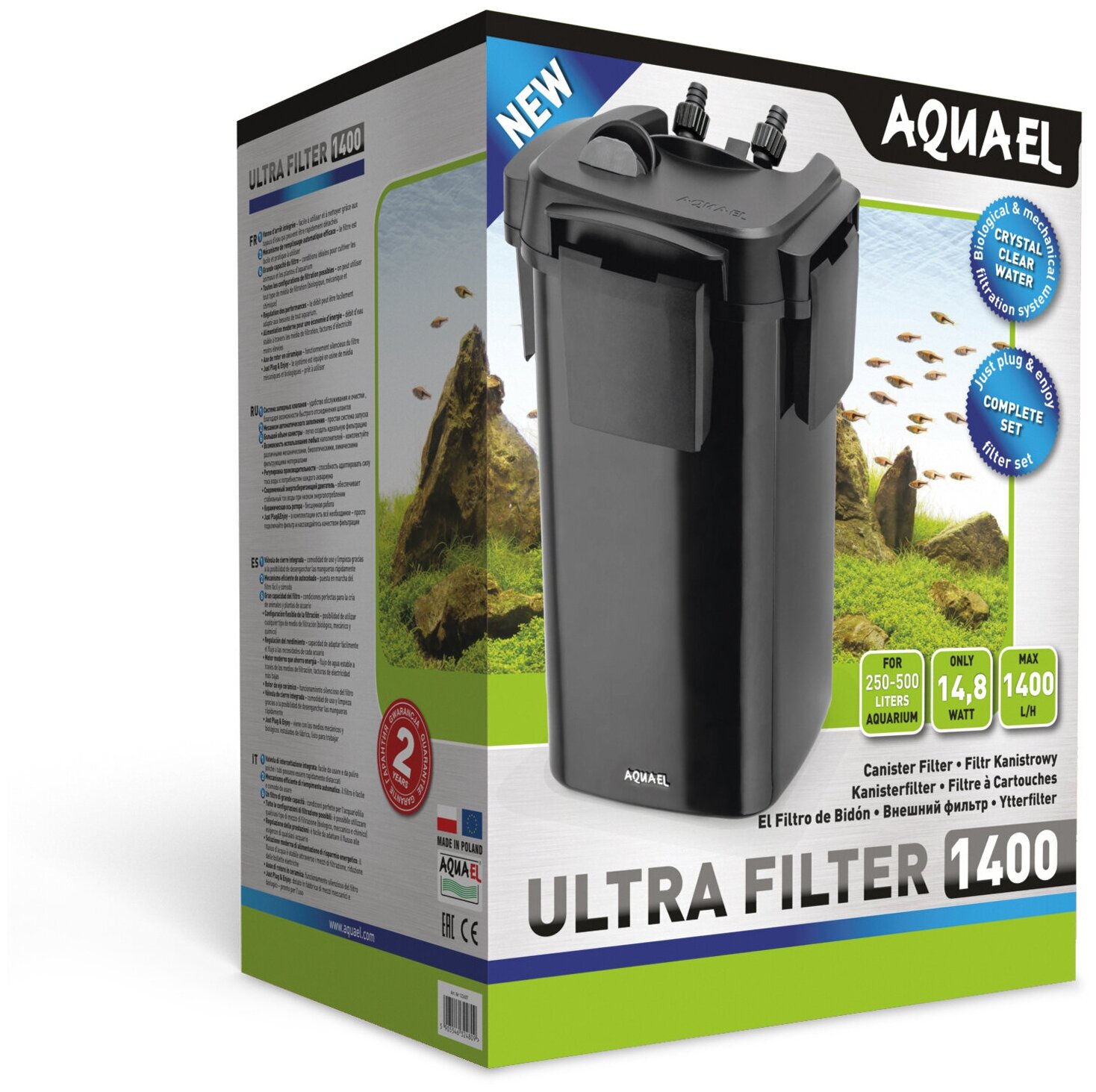 Фильтр внешний AQUAEL ULTRA FILTER 1400 для аквариума 250 - 500 л (1400 л/ч, 14.8 Вт, h = 170 см) - фотография № 9