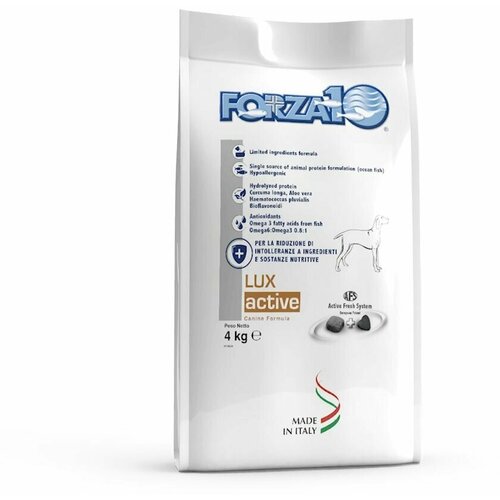 Сухой корм Forza10 ACTIVE LUX al Pesce, для взрослых собак при заболеваниях глаз с рыбой, 4кг