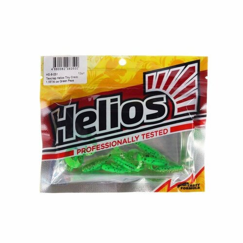 Твистер Helios Тiny Credo Green Peas, 4 см, 12 шт. (HS-8-051)