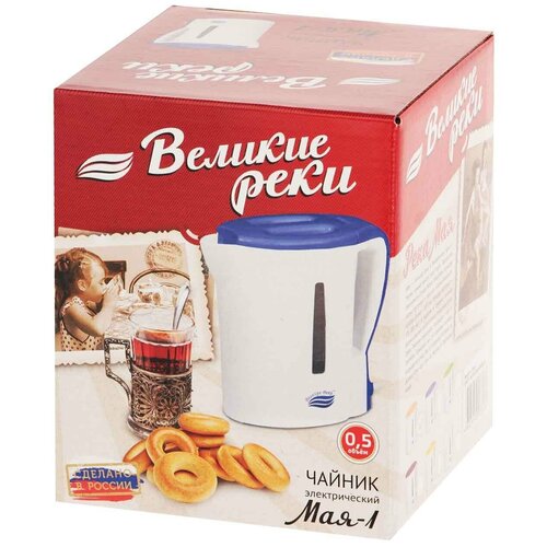 Великие реки Чайник электрический Великие Реки Мая-1 бело-оранжевый 05 л пластик 500 Вт 119900₽