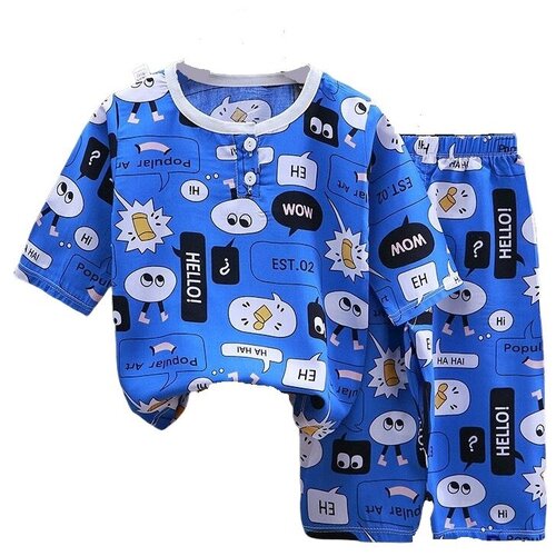 Пижама YISHION, шорты, размер 130, синий