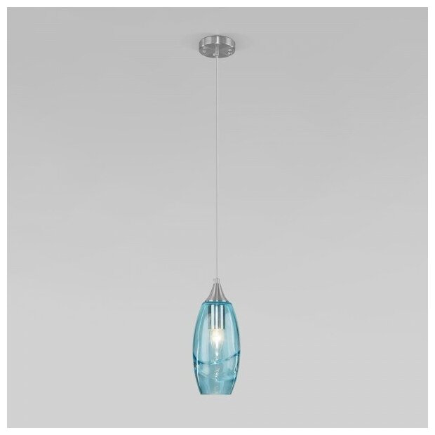 Подвесной светильник со стеклянным плафоном Eurosvet Lotus 50222/1, цвет голубой