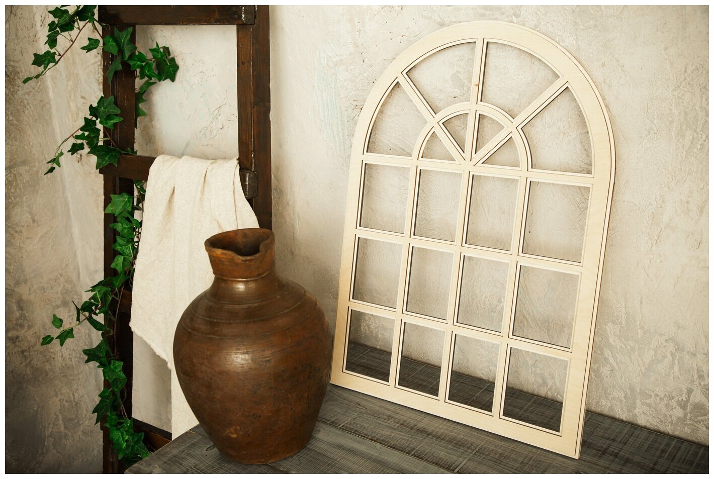 Фальш-окно (рама под зеркало) декоративное деревянное, 50х70 см - фотография № 1