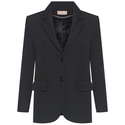 Пиджак LiLa, средней длины, силуэт прямой, размер M, черный