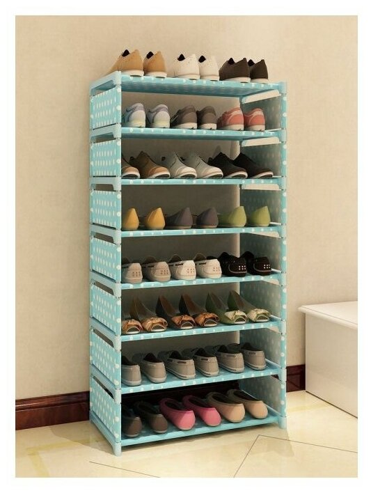 Обувница GEEK LIFE, этажерка для хранения обуви, стеллаж для обуви, полка для обуви, голубой - фотография № 3