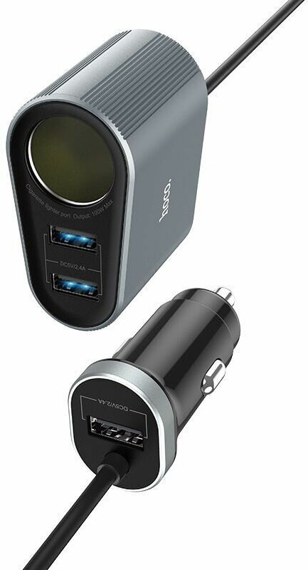 Зарядное устройство автомобильное USB (5B,2400mA) HOCO Z35A Серый