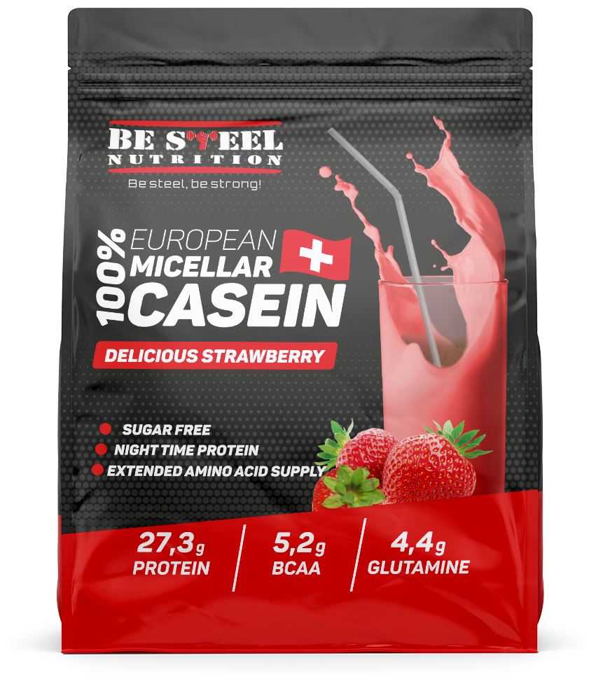 Казеин Be Steel Nutrition 100% European Micellar Casein 750г (клубника)