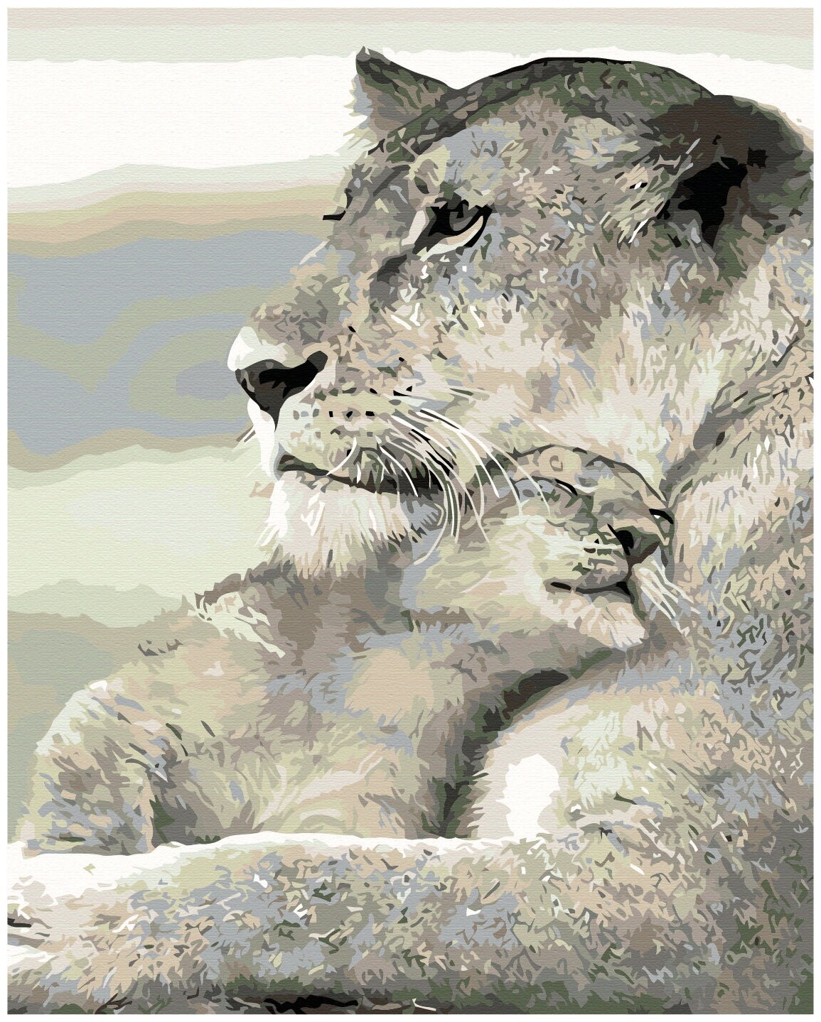 Картина по номерам на холсте с подрамником 40х50 см. Природа животные рыбы птицы. Лев львица. 