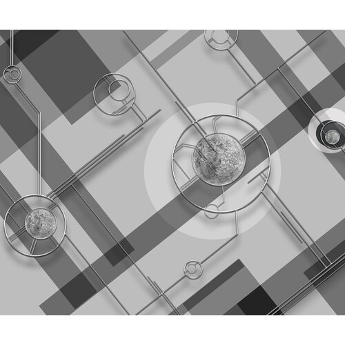 Моющиеся виниловые фотообои GrandPiK Круги серебро. Черно-белые. Лофт, 350х290 см моющиеся виниловые фотообои grandpik круги серебро черно белые лофт 300х260 см