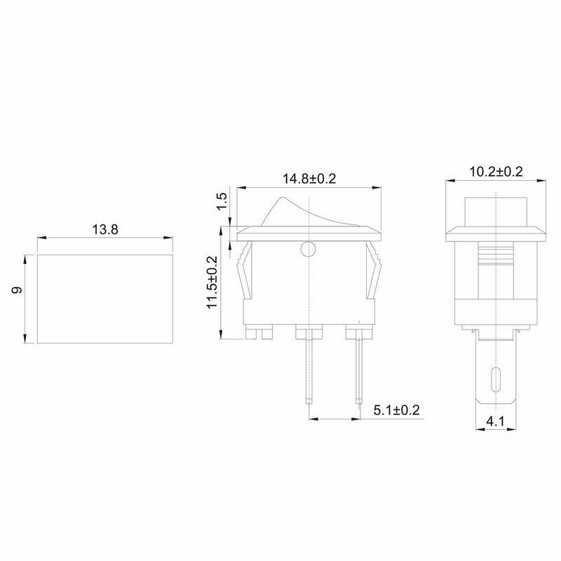 Выключатель клавишный 250V 3А (2с) ON-OFF красный Micro